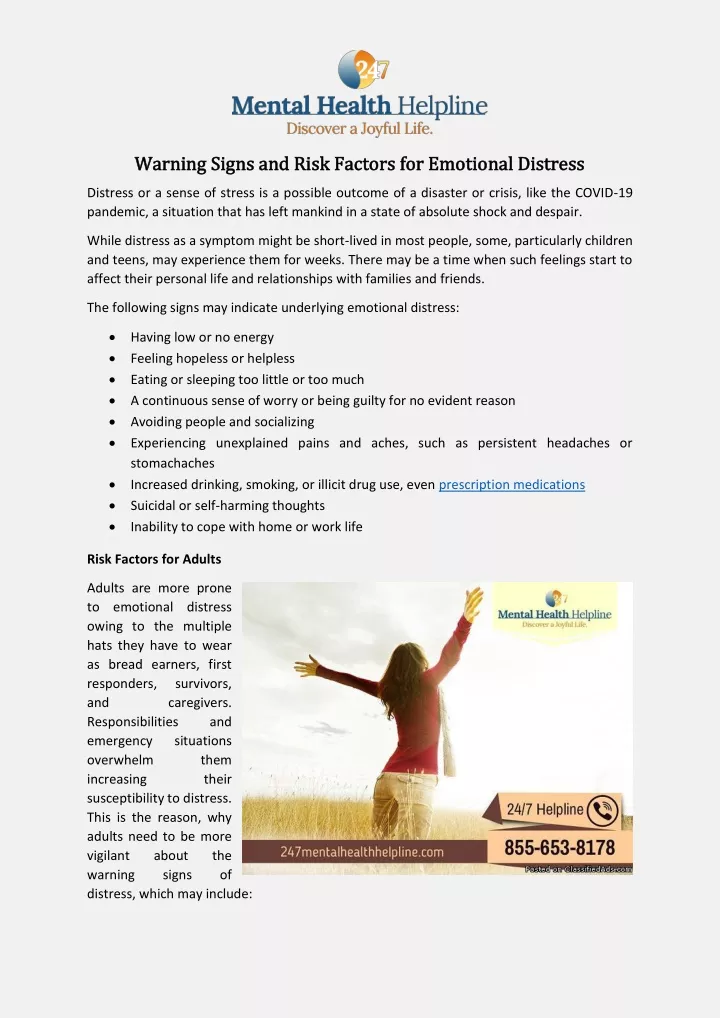 warning signs and risk factors for emotional
