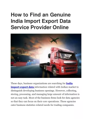 how to find an genuine india import export data service provider online