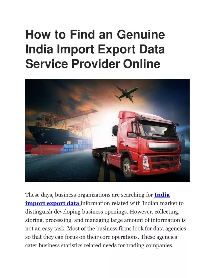 how to find an genuine india import export data service provider online