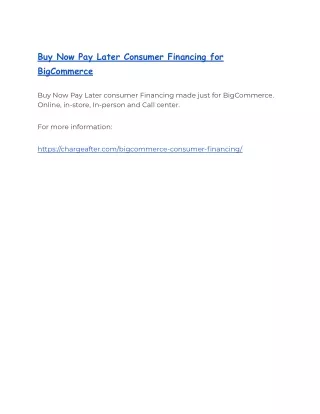 BigCommerce Buy Now Pay Later Consumer Financing Platform