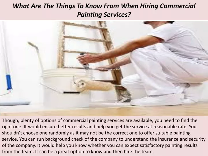 what are the things to know from when hiring commercial painting services