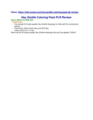Hey Giraffe Coloring Pack PLR Review   Bonus