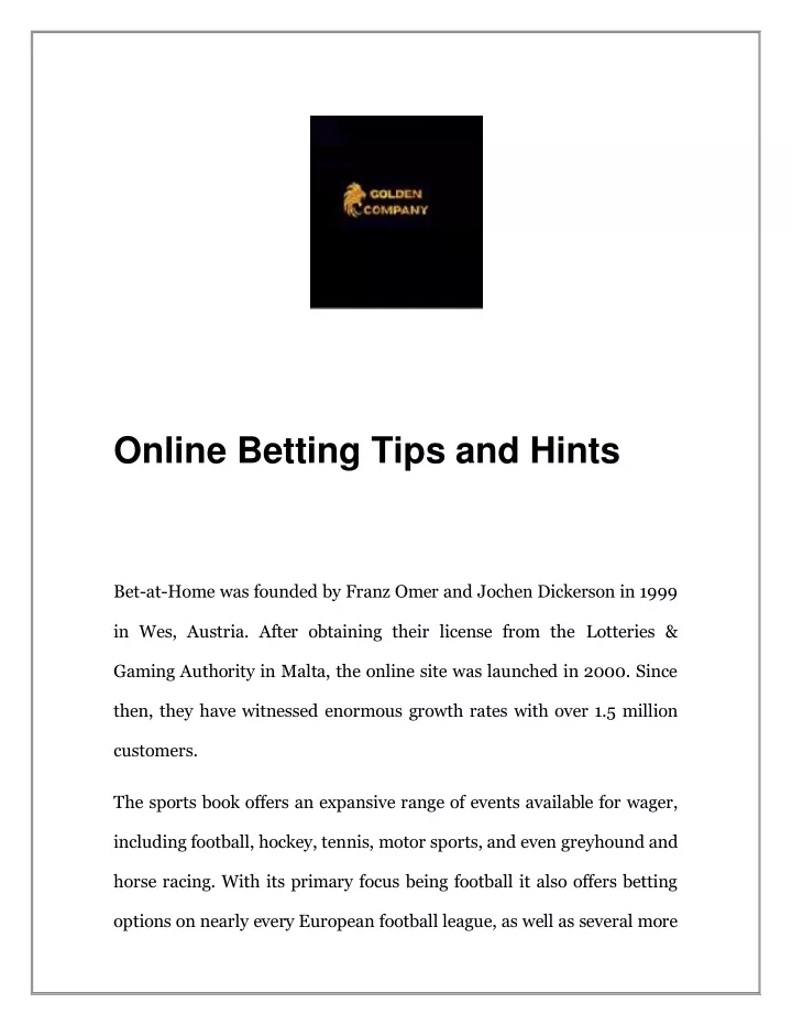 online betting tips and hints