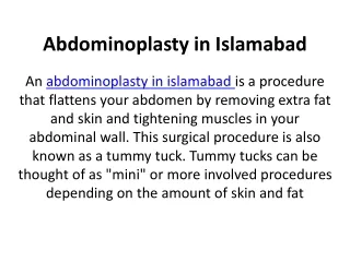 Abdominoplasty in Islamabad
