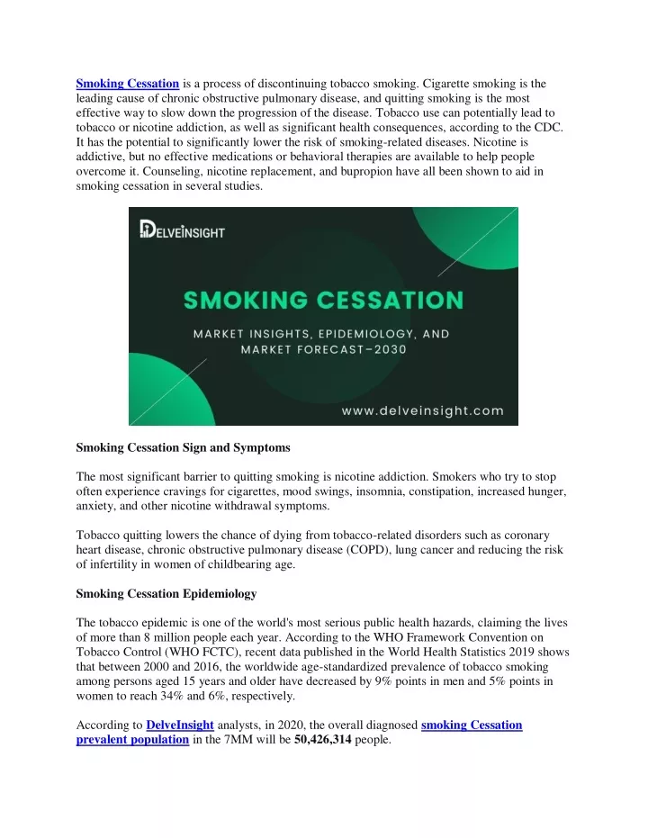 smoking cessation is a process of discontinuing