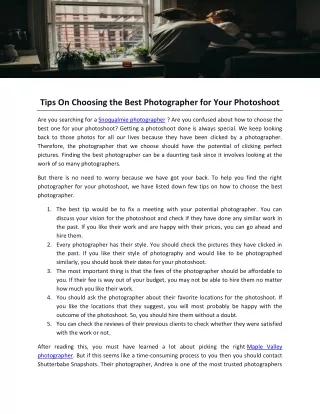 tips on choosing the best photographer for your