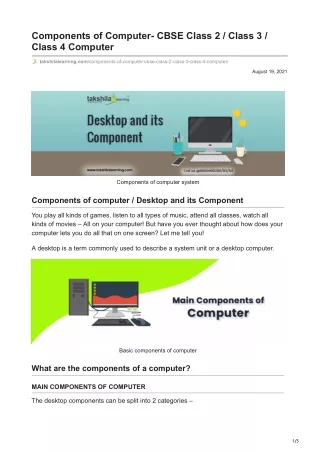 components of computer cbse class 2 class 3 class