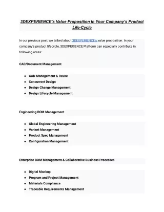 3dexperience s value proposition in your company
