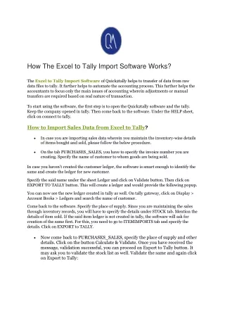 How The Excel to Tally Import Software Works