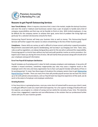 reasons to get payroll outsourcing services