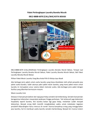 Paket Perlengkapan Laundry Boneka Murah  0812-8888-6070 [CALL/WA] KOTA BEKASI