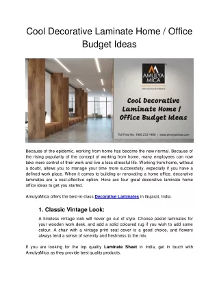 Cool Decorative Laminate Home _ Office Budget Ideas