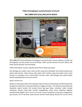 Paket Perlengkapan Laundry Boneka Termurah  0812-8888-6070 [CALL/WA] KOTA BEKASI