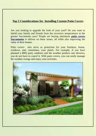 top 5 considerations for installing custom patio