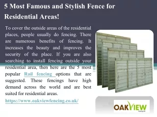 5 Most Famous and Stylish Fence for Residential Areas!
