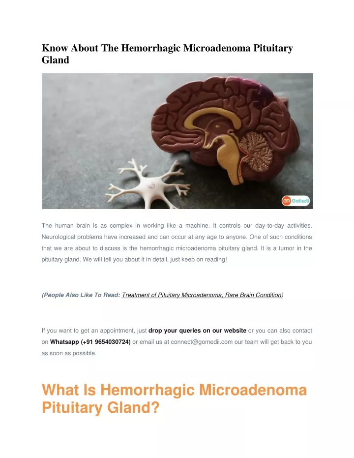 know about the hemorrhagic microadenoma pituitary