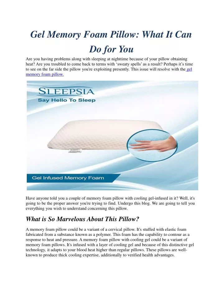 gel memory foam pillow what it can do for you