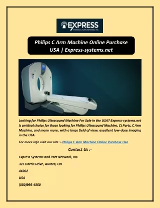 Philips C Arm Machine Online Purchase USA | Express-systems.net