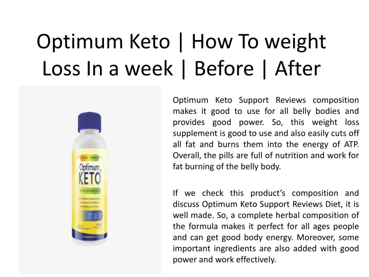 optimum keto how to weight loss in a week before
