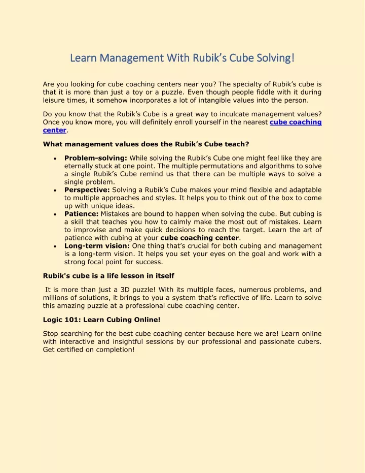 learn management with rubik s cube solving learn