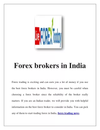 forex brokers in india