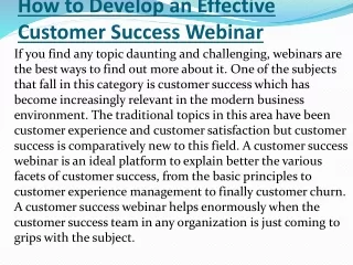 customer success webinar