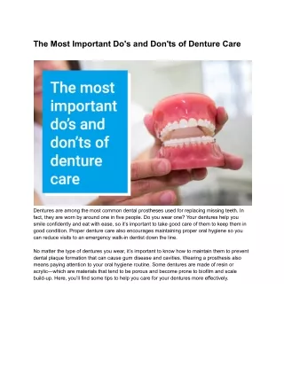 the most important do s and don ts of denture care