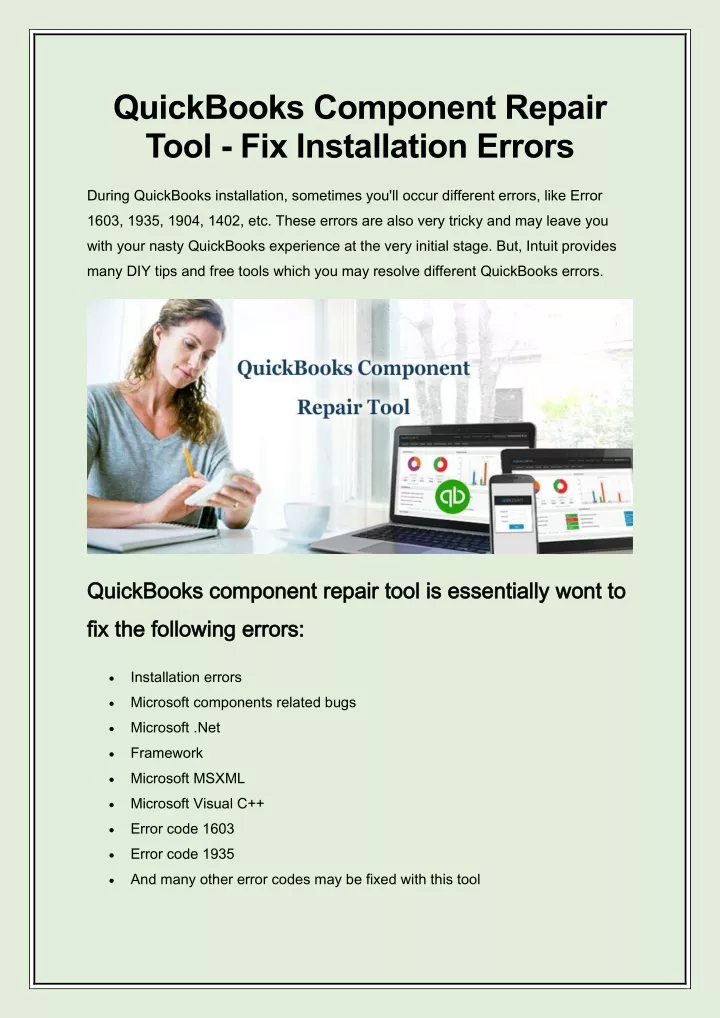 quickbooks component repair tool fix installation