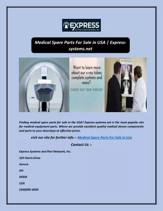 Medical Spare Parts For Sale in USA | Express-systems.net