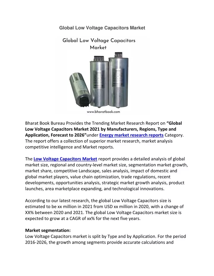 global low voltage capacitors market