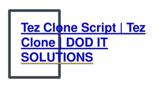 tez clone script tez clone dod it solutions