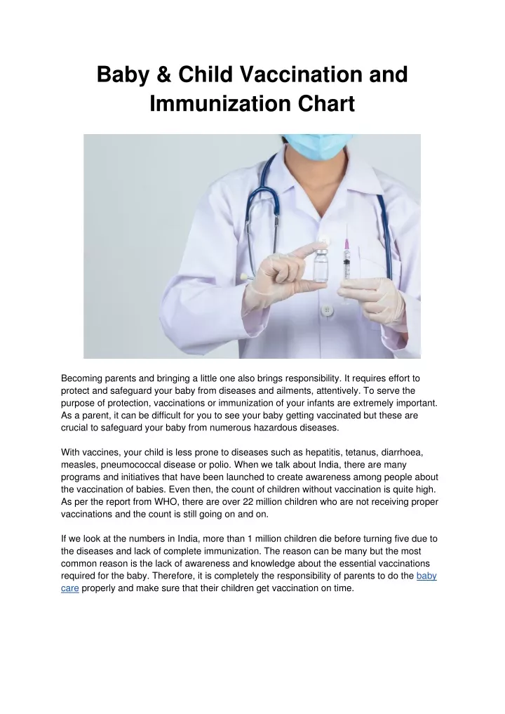 baby child vaccination and immunization chart