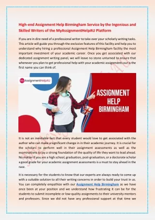 high end assignment help birmingham service