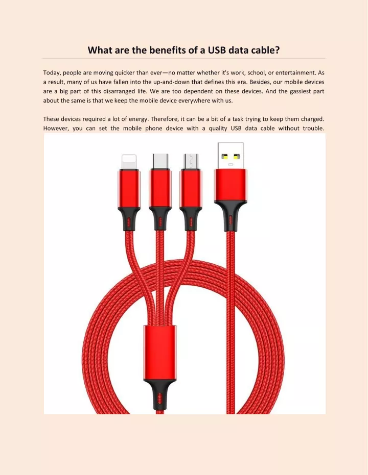 what are the benefits of a usb data cable