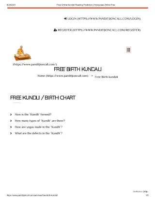 Free Online Kundali Reading Prediction | Horoscope Online Free