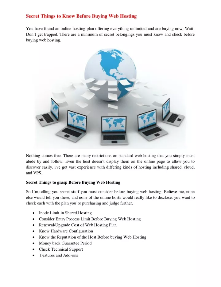 secret things to know before buying web hosting