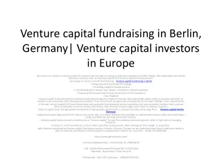 Venture capital fundraising in Berlin, Germany| Venture capital investors