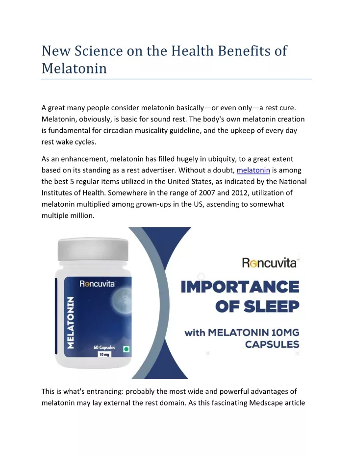 new science on the health benefits of melatonin