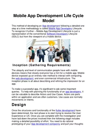 mobile app development life cycle model
