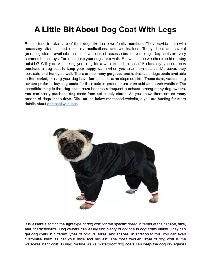 a little bit about dog coat with legs