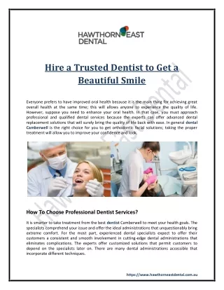 Hire a Trusted Dentist to Get a Beautiful Smile