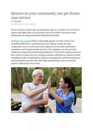 seniors in your community can get home care
