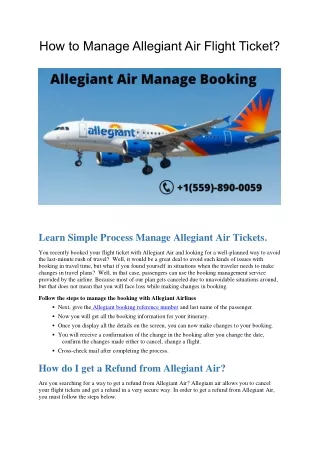 Allegiant Air Manage Flight Ticket