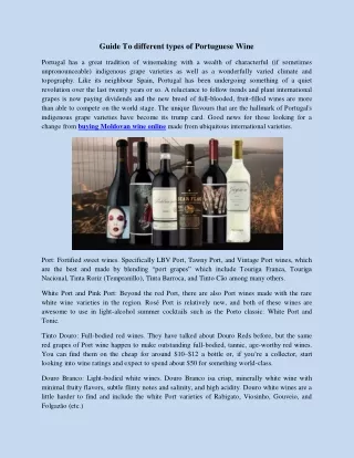 Guide To different types of Portuguese Wine