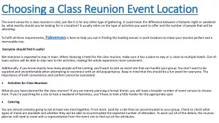 choosing a class reunion event location