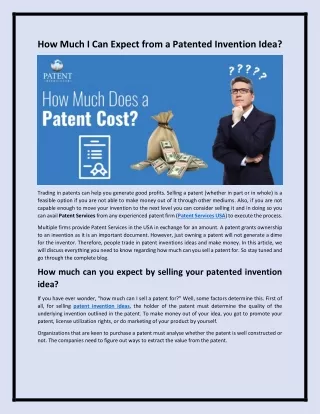 How Much I Can Expect from a Patented Invention Idea?