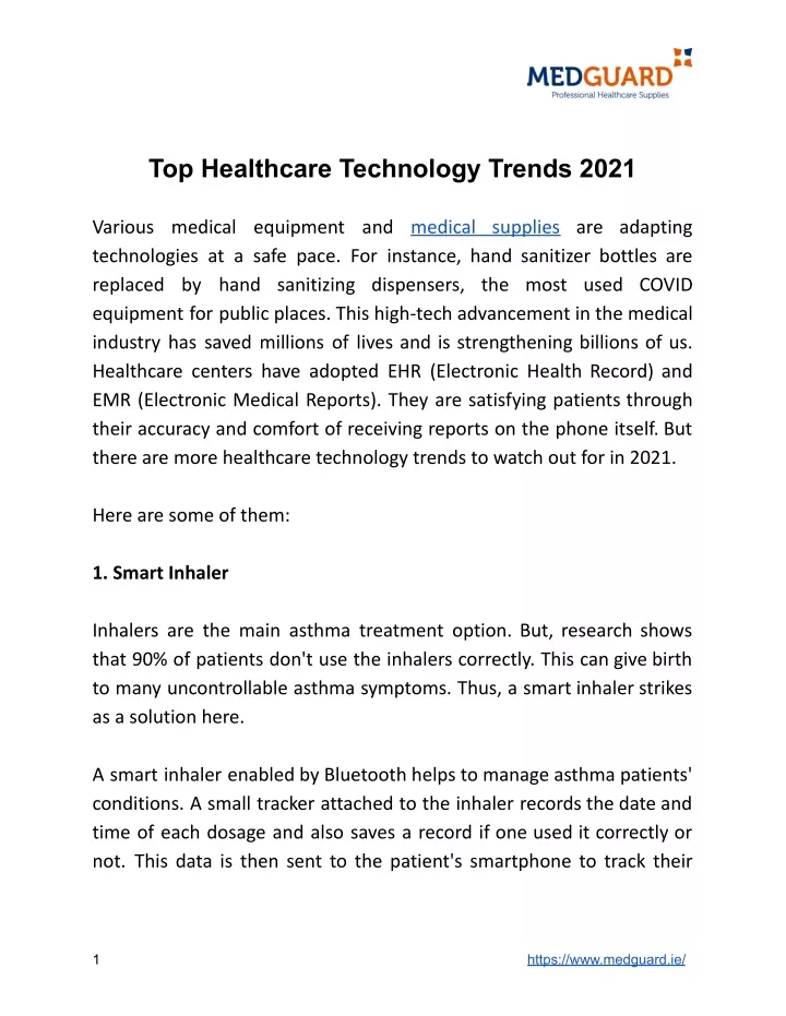 top healthcare technology trends 2021