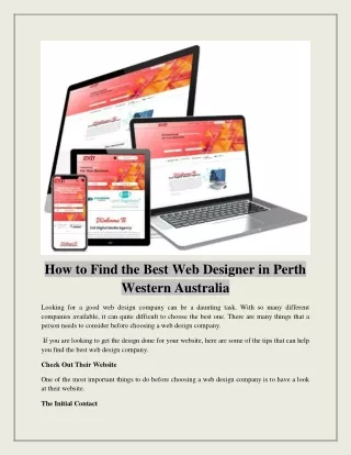 How to Find the Best Web Designer in Perth Western Australia
