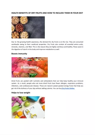 health benefits of dry fruits and how to include