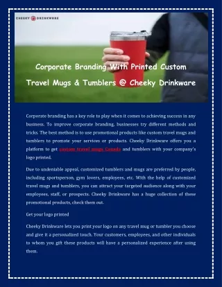 Corporate Branding With Printed Custom Travel Mugs & Tumblers @ Cheeky Drinkware.pdf